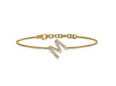 14k Yellow Gold Diamond Sideways Letter M Bracelet