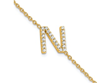 Picture of 14k Yellow Gold Diamond Sideways Letter N Bracelet