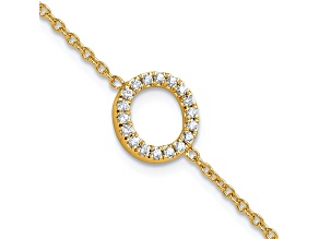 14k Yellow Gold Diamond Sideways Letter O Bracelet