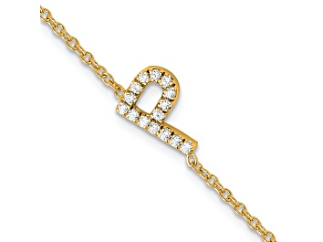 Picture of 14k Yellow Gold Diamond Sideways Letter P Bracelet