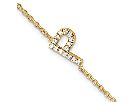 14k Yellow Gold Diamond Sideways Letter P Bracelet