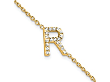 Picture of 14k Yellow Gold Diamond Sideways Letter R Bracelet