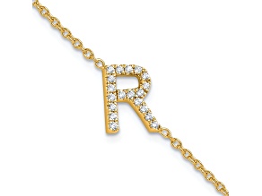 14k Yellow Gold Diamond Sideways Letter R Bracelet