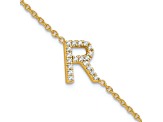 14k Yellow Gold Diamond Sideways Letter R Bracelet