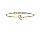 14k Yellow Gold Diamond Sideways Letter R Bracelet