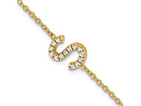 14k Yellow Gold Diamond Sideways Letter S Bracelet