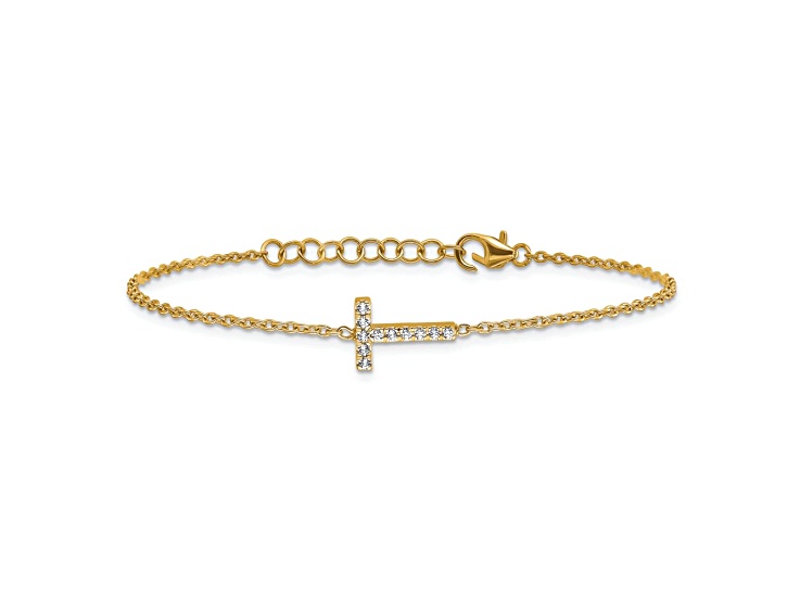 14k Yellow Gold Diamond Sideways Letter T Bracelet