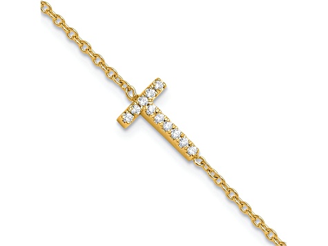 14k Yellow Gold Diamond Sideways Letter T Bracelet