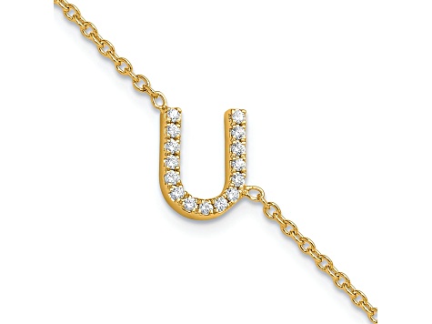 14k Yellow Gold Diamond Sideways Letter U Bracelet