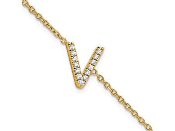 Picture of 14k Yellow Gold Diamond Sideways Letter V Bracelet