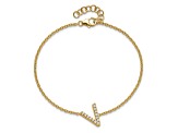 14k Yellow Gold Diamond Sideways Letter V Bracelet