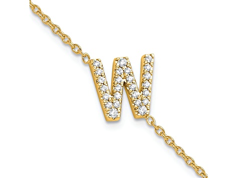 14k Yellow Gold Diamond Sideways Letter W Bracelet