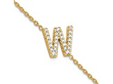 14k Yellow Gold Diamond Sideways Letter W Bracelet