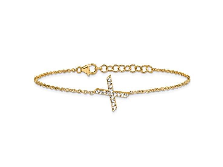 14k Yellow Gold Diamond Sideways Letter X Bracelet