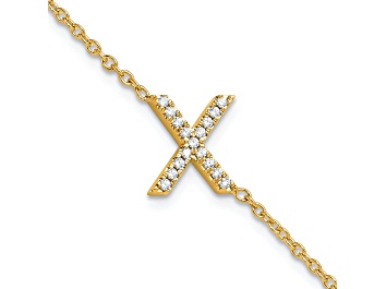 Picture of 14k Yellow Gold Diamond Sideways Letter X Bracelet