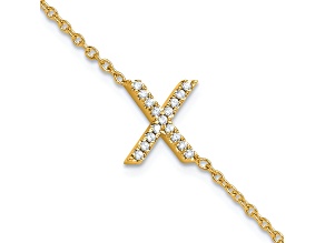 14k Yellow Gold Diamond Sideways Letter X Bracelet