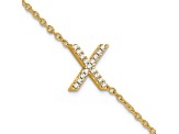 14k Yellow Gold Diamond Sideways Letter X Bracelet