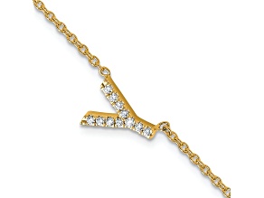 14k Yellow Gold Diamond Sideways Letter Y Bracelet