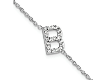 Picture of Rhodium Over 14k White Gold Diamond Sideways Letter B Bracelet