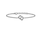 Rhodium Over 14k White Gold Diamond Sideways Letter B Bracelet