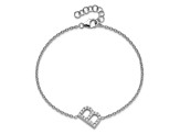 Rhodium Over 14k White Gold Diamond Sideways Letter B Bracelet