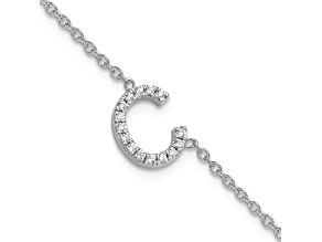 Rhodium Over 14k White Gold Diamond Sideways Letter C Bracelet