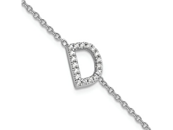 Picture of Rhodium Over 14k White Gold Diamond Sideways Letter D Bracelet