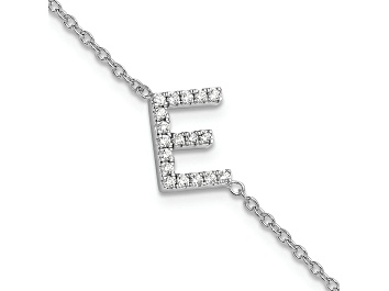 Picture of Rhodium Over 14k White Gold Diamond Sideways Letter E Bracelet