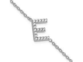 Rhodium Over 14k White Gold Diamond Sideways Letter E Bracelet