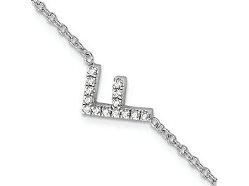 Picture of Rhodium Over 14k White Gold Diamond Sideways Letter F Bracelet