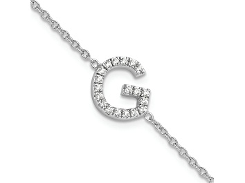 Picture of Rhodium Over 14k White Gold Diamond Sideways Letter G Bracelet