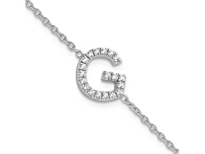 Rhodium Over 14k White Gold Diamond Sideways Letter G Bracelet
