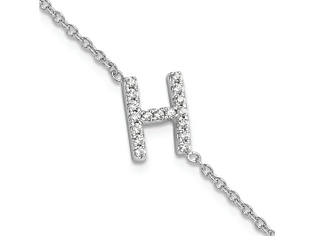 Picture of Rhodium Over 14k White Gold Diamond Sideways Letter H Bracelet