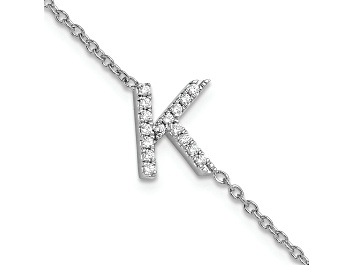 Picture of Rhodium Over 14k White Gold Diamond Sideways Letter K Bracelet