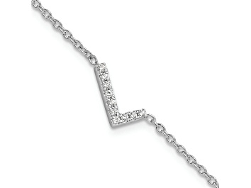 Picture of Rhodium Over 14k White Gold Diamond Sideways Letter L Bracelet