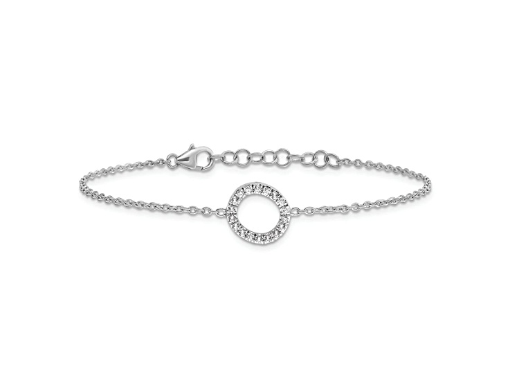 Rhodium Over 14k White Gold Diamond Sideways Letter O Bracelet
