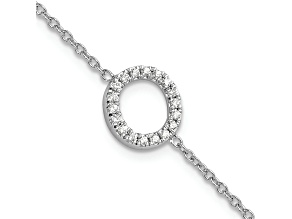 Rhodium Over 14k White Gold Diamond Sideways Letter O Bracelet