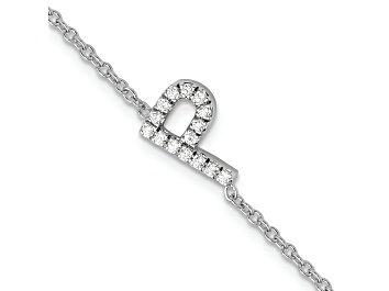 Picture of Rhodium Over 14k White Gold Diamond Sideways Letter P Bracelet