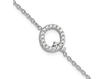Picture of Rhodium Over 14k White Gold Diamond Sideways Letter Q Bracelet