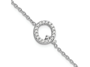 Rhodium Over 14k White Gold Diamond Sideways Letter Q Bracelet