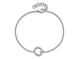 Rhodium Over 14k White Gold Diamond Sideways Letter Q Bracelet