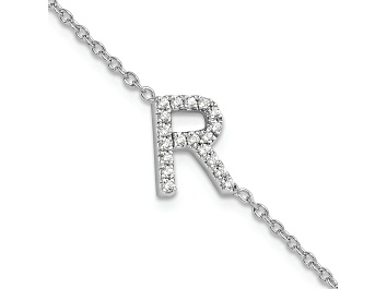 Picture of Rhodium Over 14k White Gold Diamond Sideways Letter R Bracelet