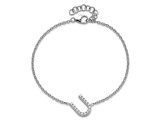 Rhodium Over 14k White Gold Diamond Sideways Letter U Bracelet