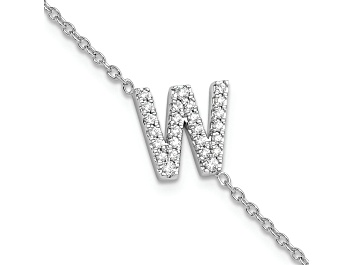 Picture of Rhodium Over 14k White Gold Diamond Sideways Letter W Bracelet