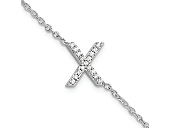 Picture of Rhodium Over 14k White Gold Diamond Sideways Letter X Bracelet