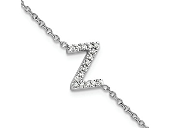 Picture of Rhodium Over 14k White Gold Diamond Sideways Letter Z Bracelet