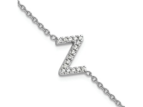 Rhodium Over 14k White Gold Diamond Sideways Letter Z Bracelet