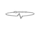 Rhodium Over 14k White Gold Diamond Sideways Letter Z Bracelet