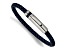 Blue Leather and Stainless Steel Polished 8.25-inch Bracelet