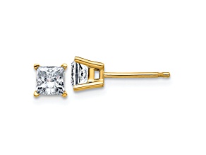 14K Yellow Gold 3/4ct. 4.0mm Princess D E F Pure Light Moissanite Earrings